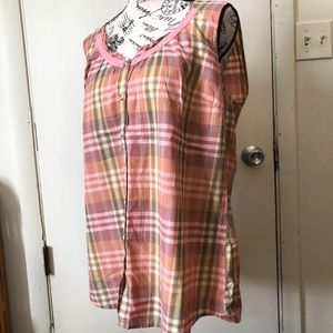 G.H. Bass sleeveless button down plaid shirt sz L